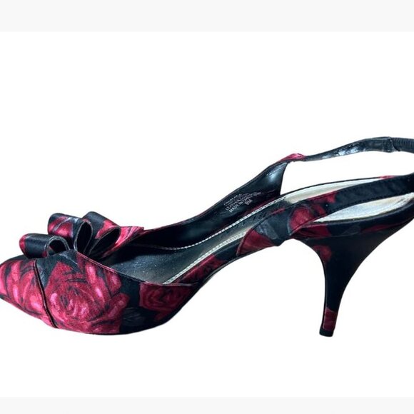 White House Black Market High Heel Peep Toe Floral Slingbacks  Size 9M  EUC - Picture 5 of 14